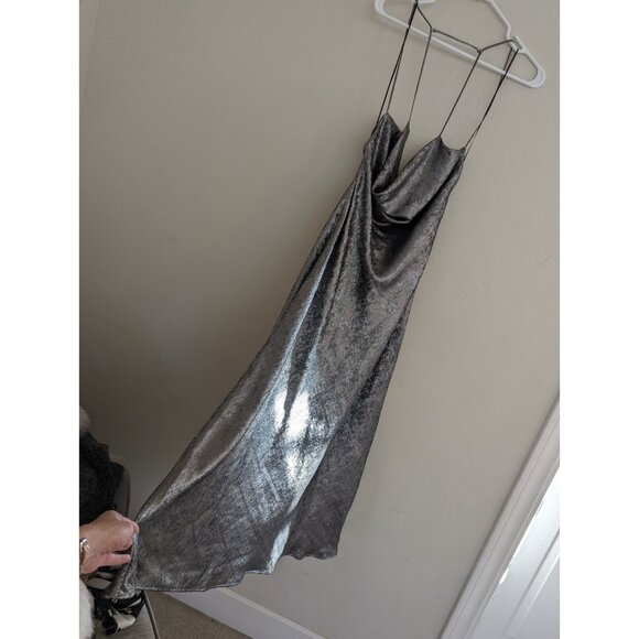 ZARA NEW WOMAN SILVER SATIN EFFECT SLIP DRESS Size L REF:8496/746 - Picture 13 of 16